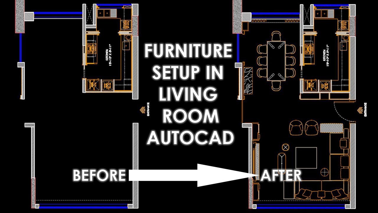 Living Room Planning Time laps - AutoCAD Drafting 2D,  Layout Designing