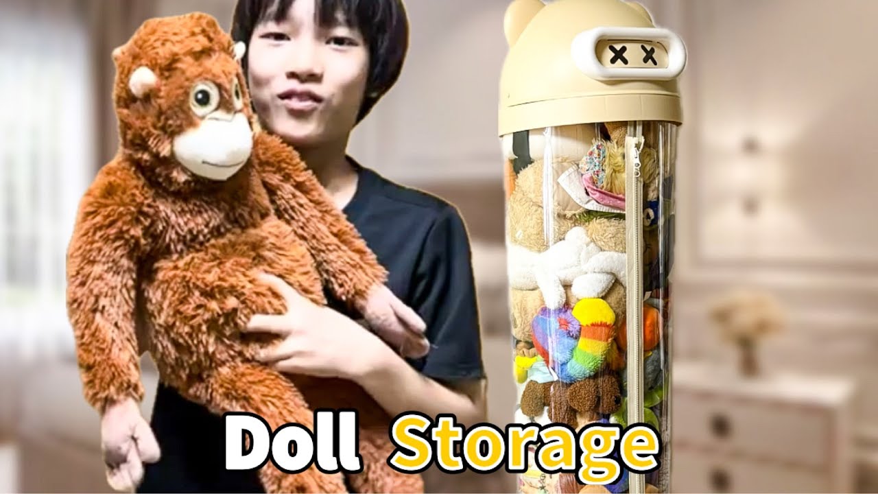 [VLOG] Unboxing Transparent Round Plastic Doll Storage OrganizerㅣSuitable for Plush Toys and Puppets
