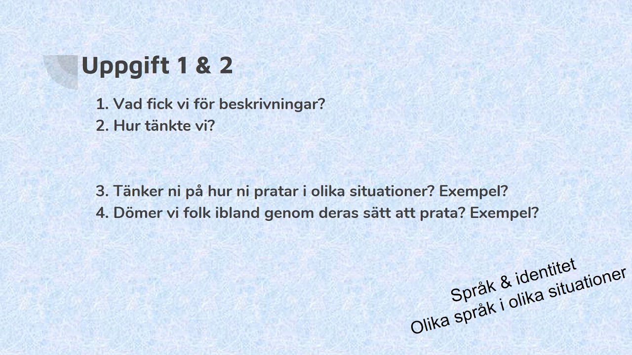 Språklig variation svenska 1 / svenska som andraspråk 1