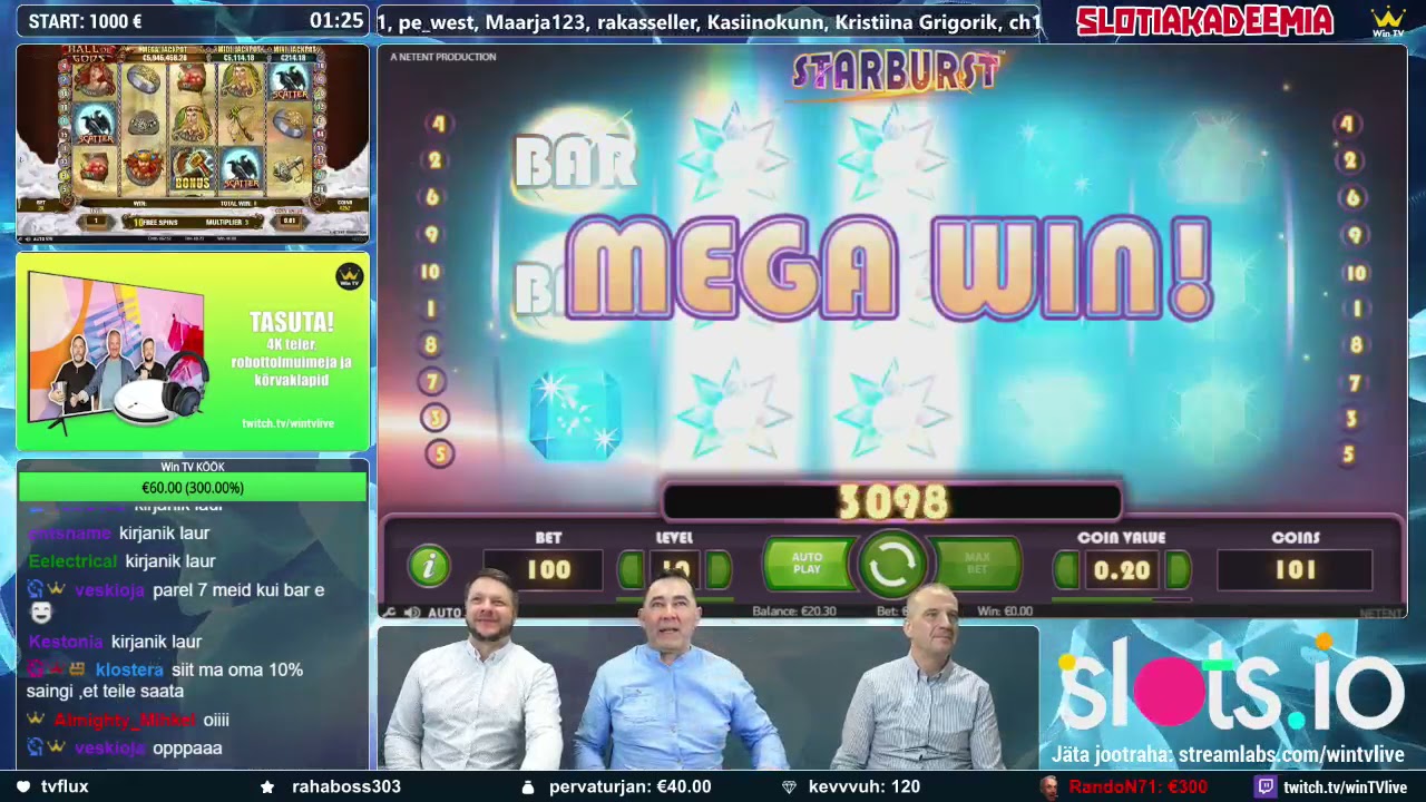Win TV Slotiakadeemia (Slots.io): Starburst toob j&auml;rjekordse suure v&otilde;idu!