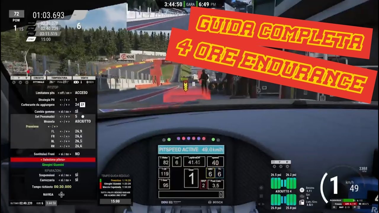 ACC [GUIDA TUTORIAL] Come si pianifica una gara Endurance 4 ore SPA Francorchamps (LEGGI LE NOTE!!)