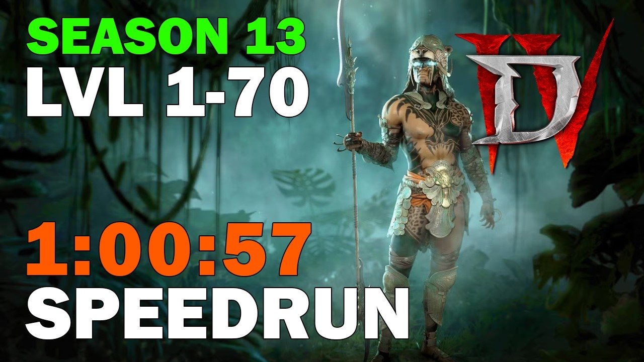 DIABLO 4 SPIRITBORN SPEEDRUN 1-70 | PERSONAL BEST | 1:00:57 | SEASON 13 SOLO