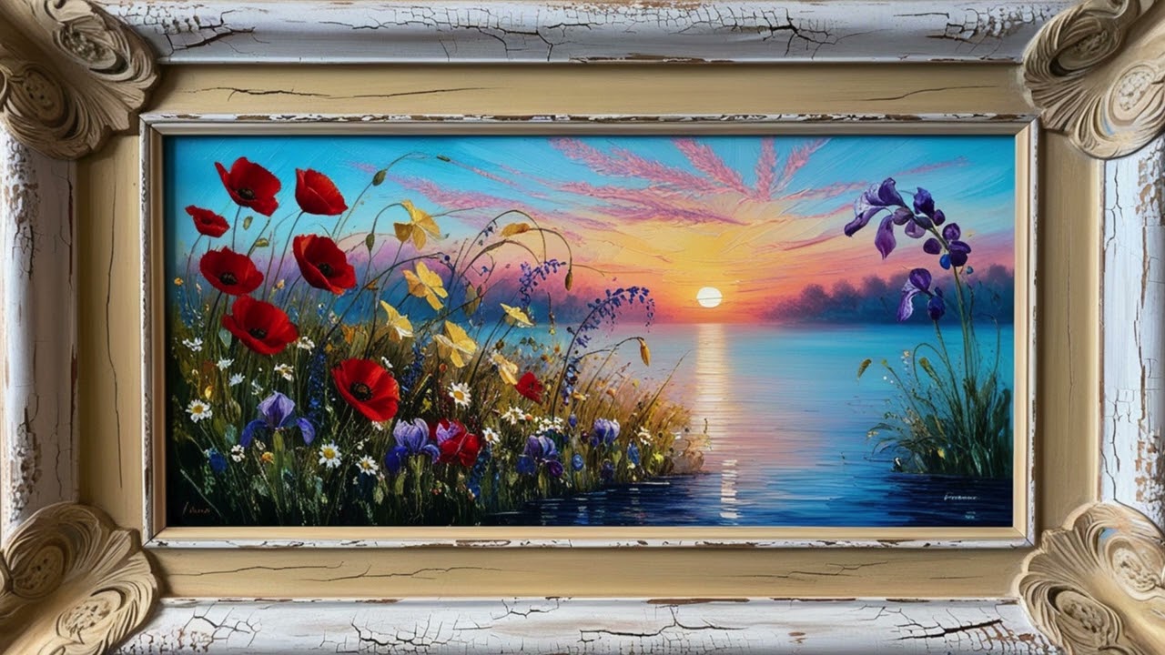 TV Art Flower Painting TV Screen Saver Wallpaper Background Oil Painting Decort