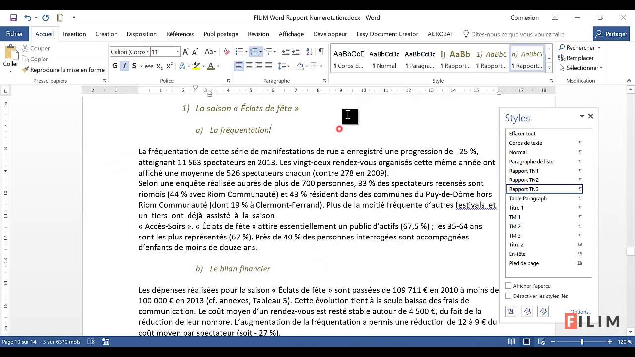Word - 3 Avancé - Cours Numérotation automatique avancée et table des matières