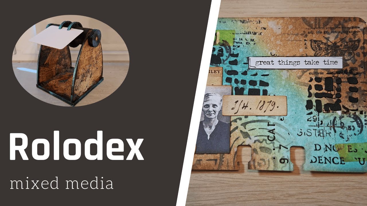 Rolodex kaartjes in vintage mixed media stijl