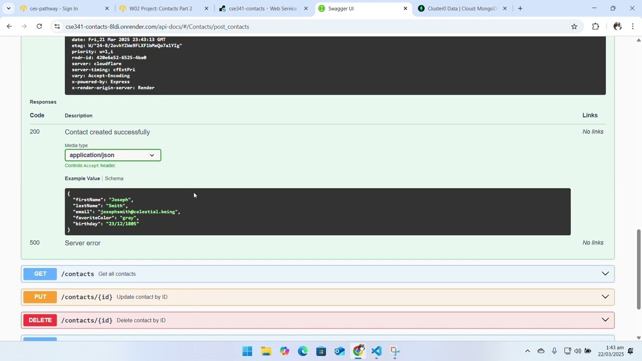 Demonstrating how an express Api is interacting with MongoDB using swagger docs.