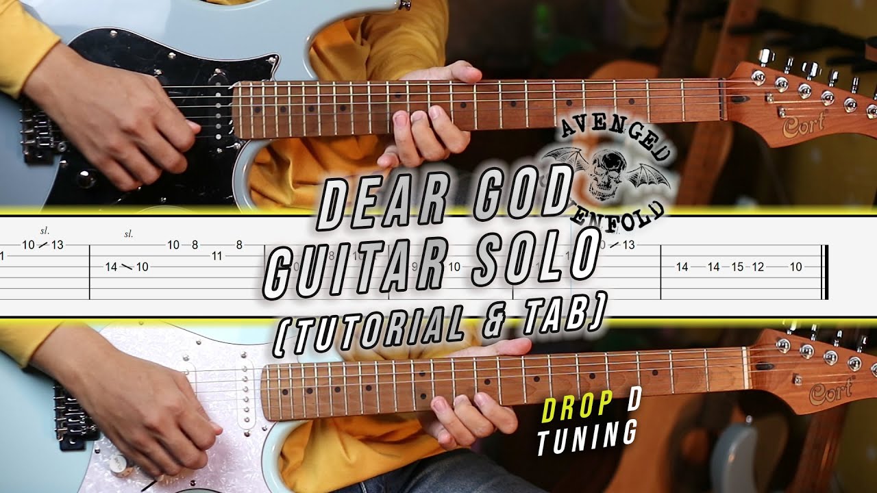 Avenged Sevenfold - Dear God Guitar Solo Tutorial & Tab (DROP D TUNING)