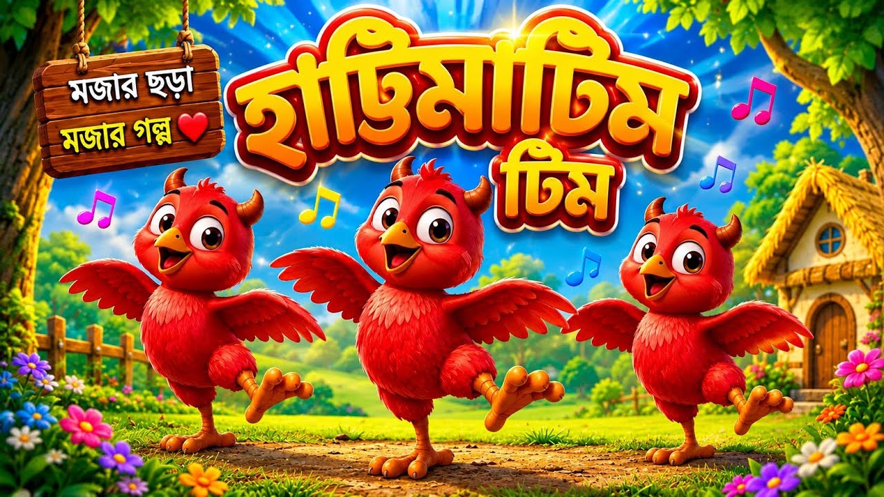 হাট্টিমাটিম টিম 🐦 | শিশুদের মজার ছড়া | Animated Kids Rhyme Bangla