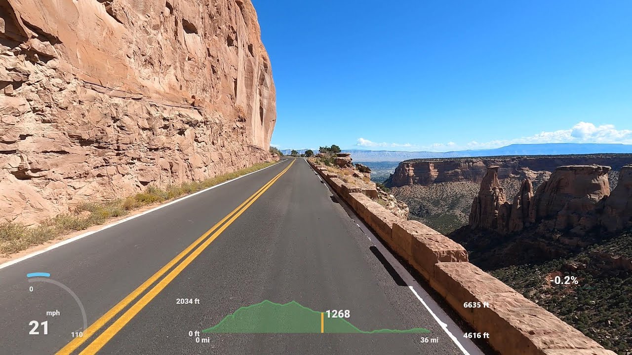 [116] 4K Bike ride Colorado National Monument with gradient overlays