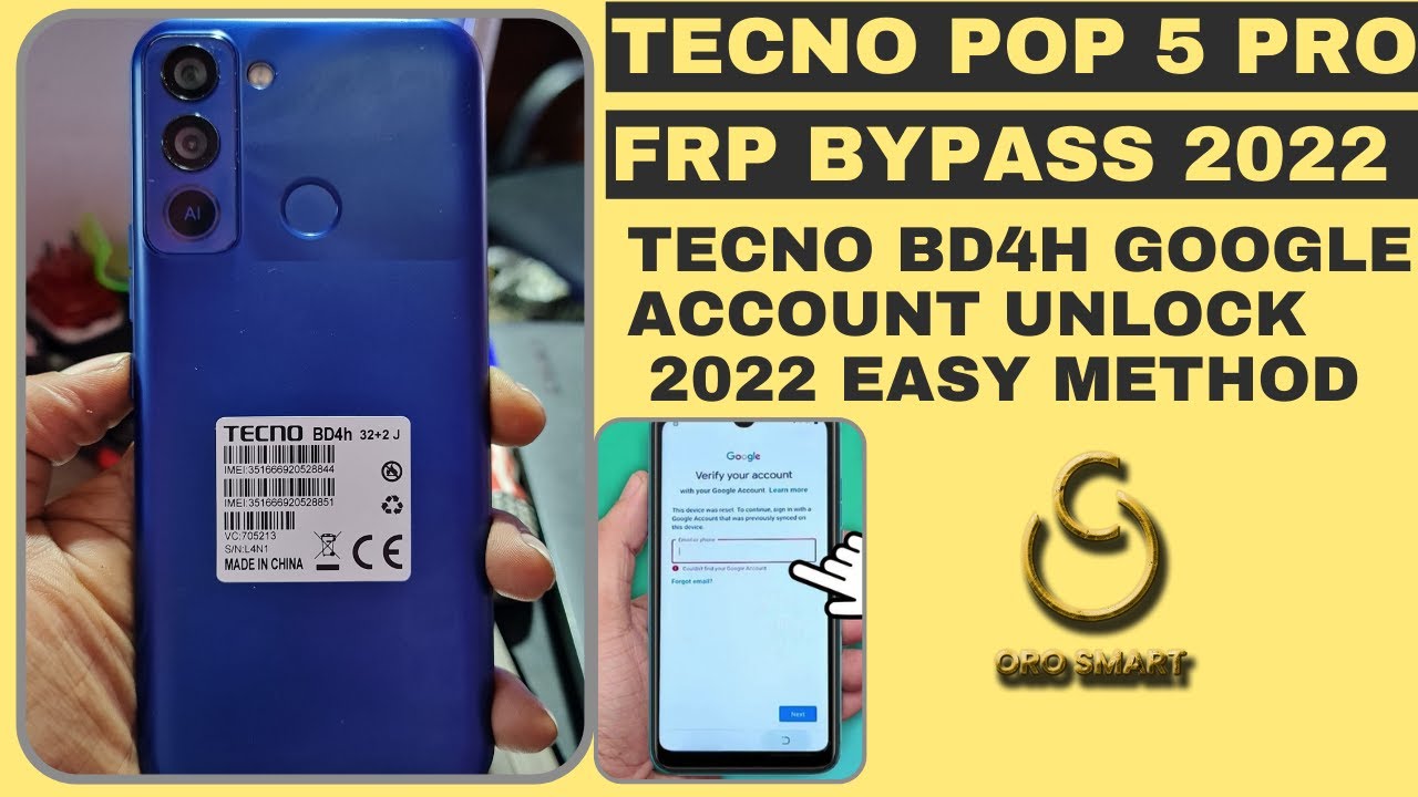Tecno Pop 5 Pro FRP Bypass Without Pc || Tecno BD4h Google Account Unlock
