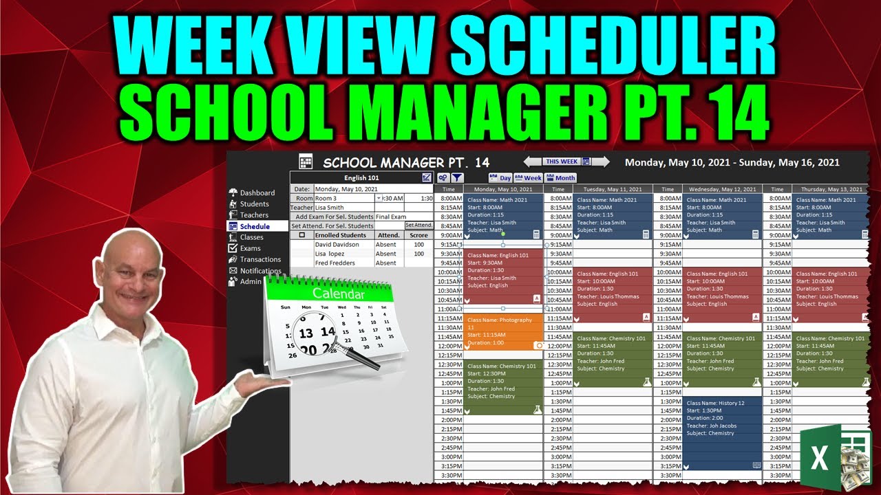 Learn How To Create A Drag & Drop Week View Scheduler In Excel From Scratch [School Manager Pt. 14]