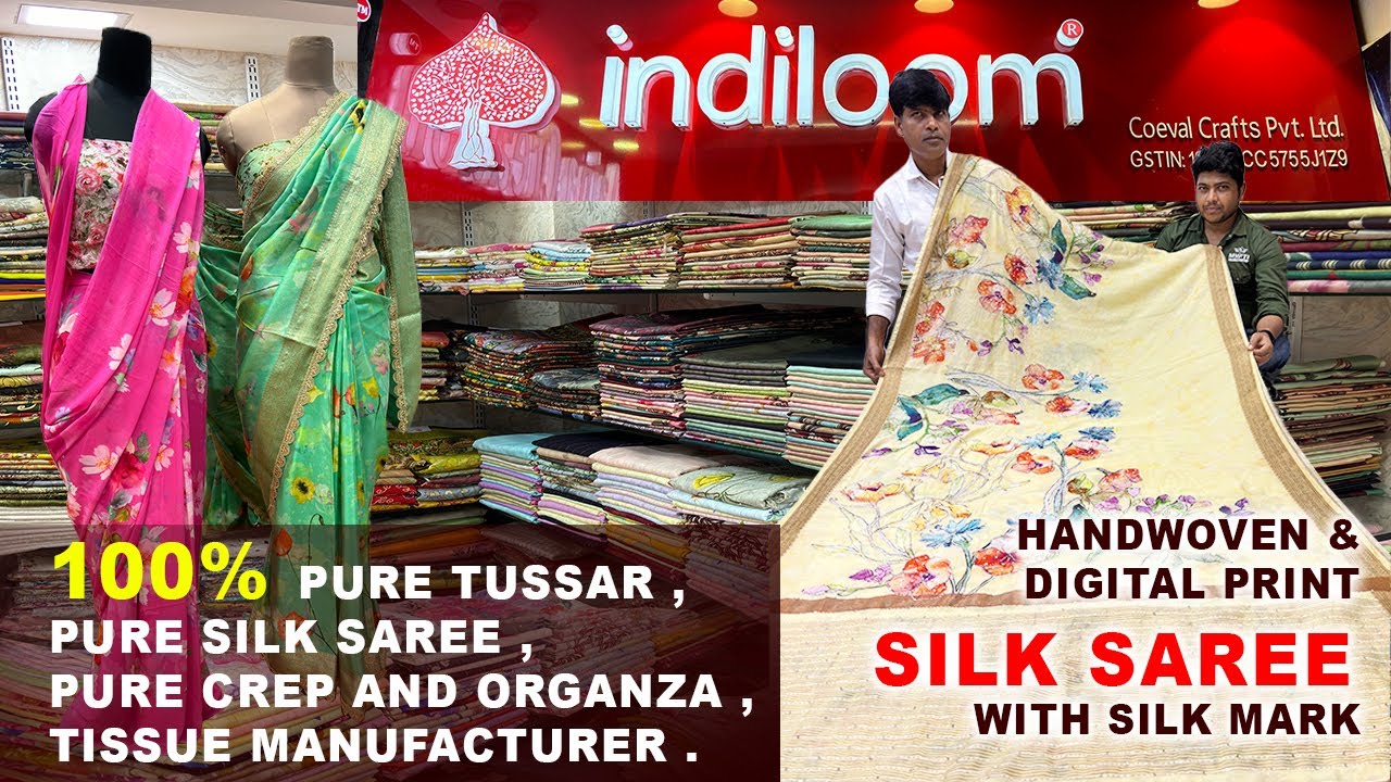 100% PURE TUSSAR | PURE SILK SAREE | PURE CREP AND ORGANZA | TISSUE MANUFACTURER