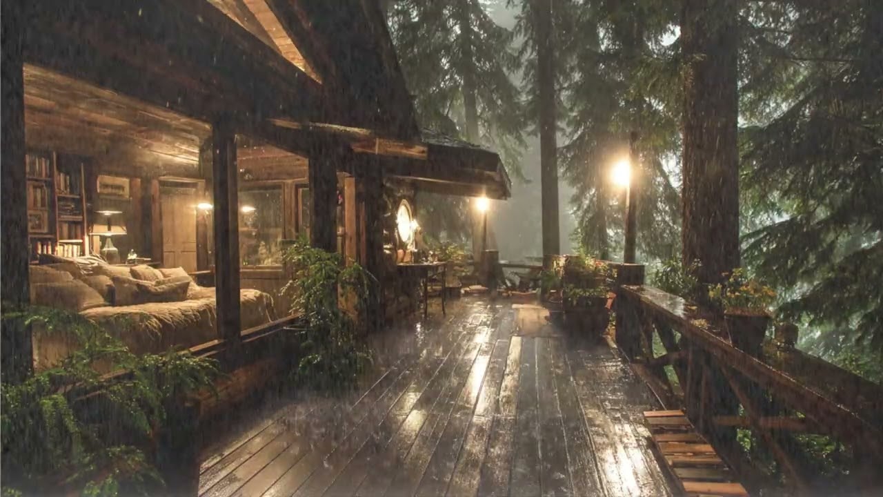 Heavy Rain & Thunder in Forest – Soothing Sounds for Anxiety Relief