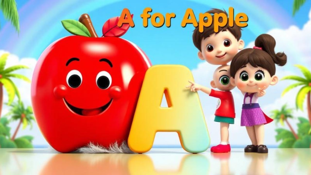 🎵Phonics Song 2 with TWO Words in 3D - A For apple🍎 - ABC Alphabet Songs with Sounds for Children