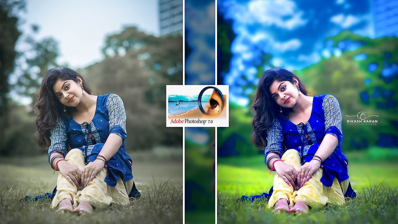 Photoshop 7.0 Girl Pose Photo Editing - Photoshop 7.0 New Outdoor Photo Editing