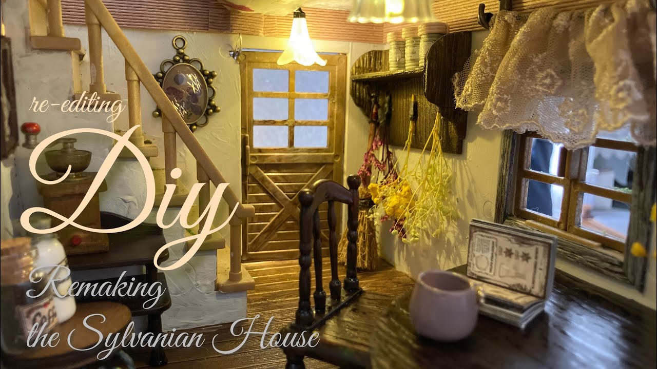 シルバニアハウスリメイク🏠白い猫が暮らすお家#１#2🏠再編集　Remaking Sylvanian House: House where a white cat lives ミニチュアドールハウス
