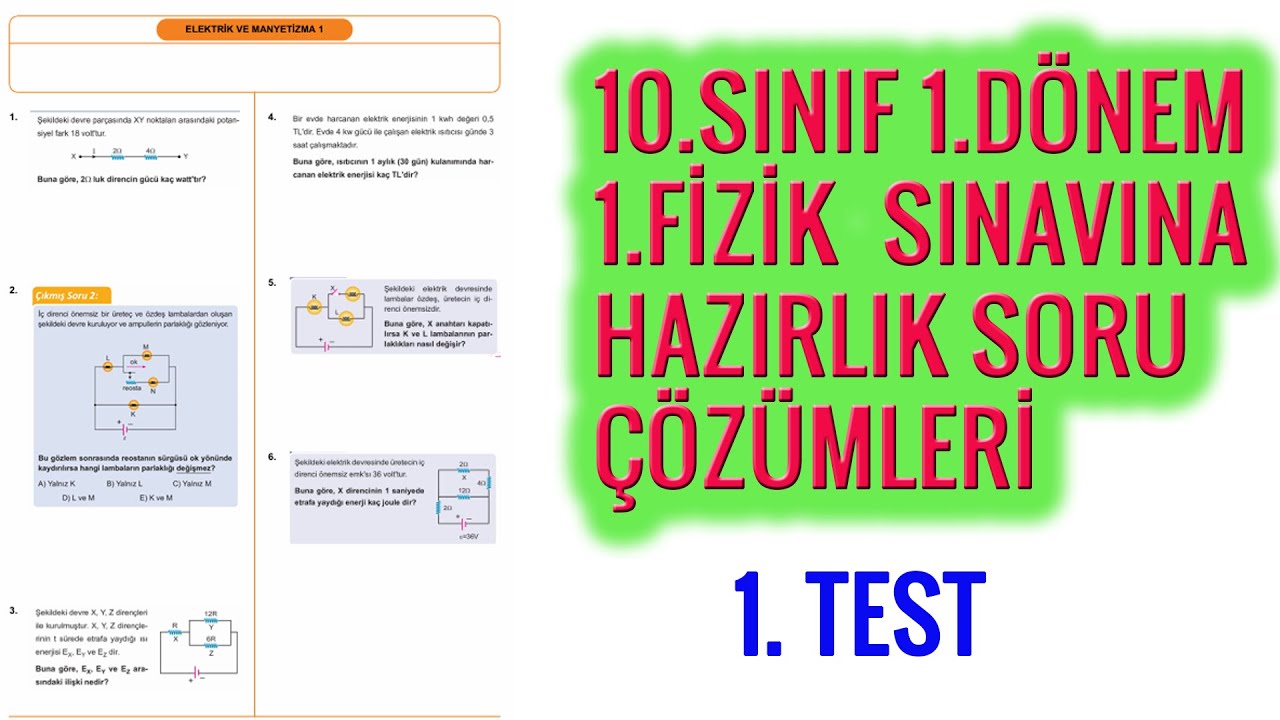 Yazılıya Hazırlık Elektrik ve Manyetizma 1. test