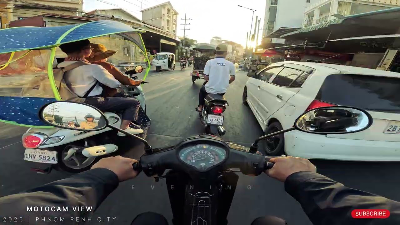 Episode 421: Evening riding tour in Phnom Penh City, Cambodia 🇰🇭 4K/30fps