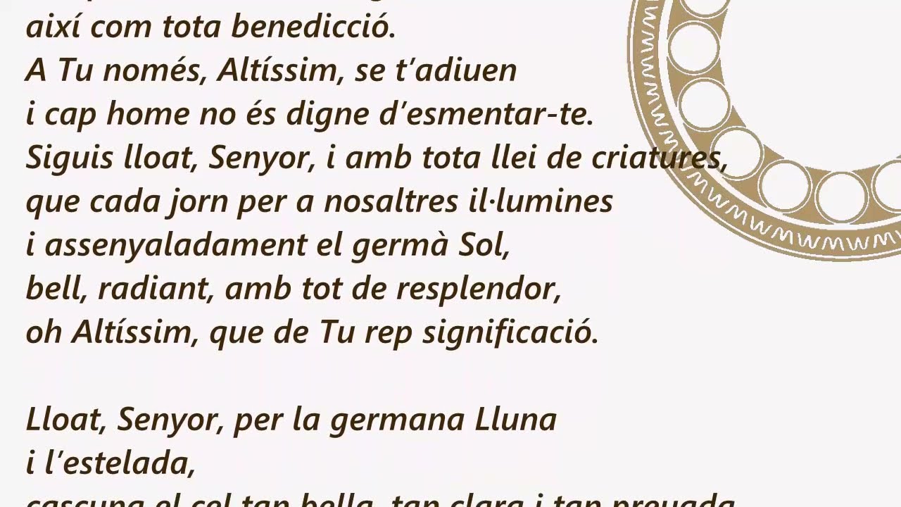 Càntic del Sol, lettura di Josep Pedrals