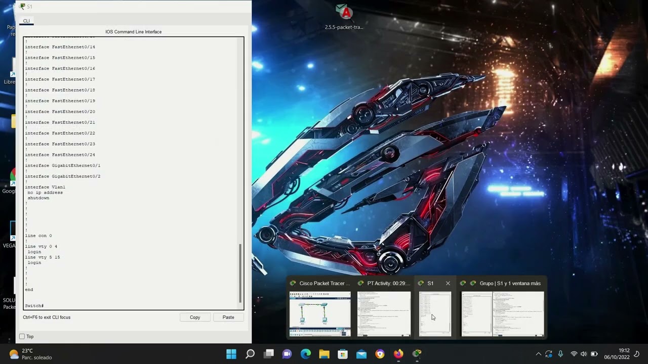 2.5.5 Packet Tracer - Configure ajustes iniciales del switch