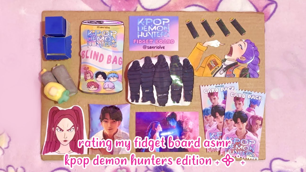 💜rating my fidget board asmr 💙 KPOP DEMON HUNTERS edition! 2 | ASMR | sanriolve
