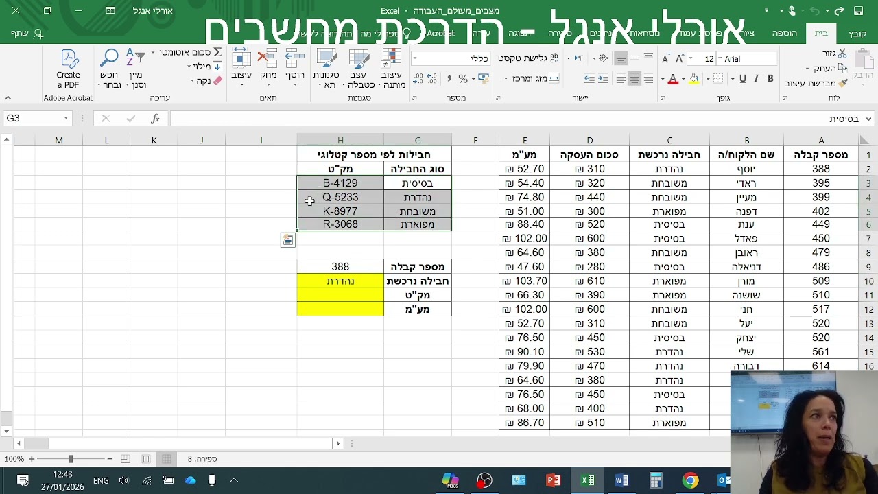 עיריית חדרה, אגף משאבי אנוש סרטון הדרכה באקסל EXCEL פונקצית VLOOKUP
