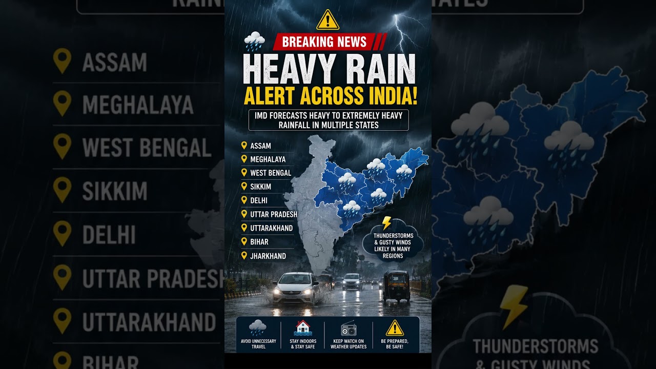 IMD Issues Heavy Rain Alert for Multiple States Across India