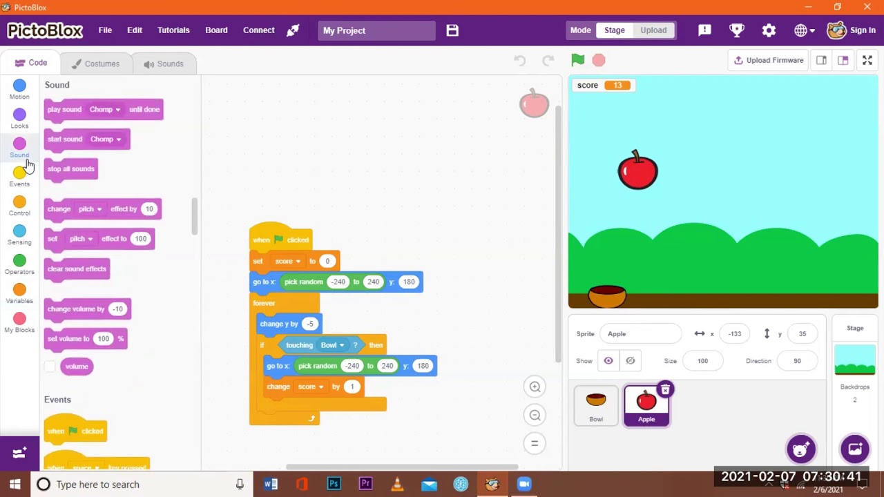PICTOBLOX | CATCH THE APPLE GAME
