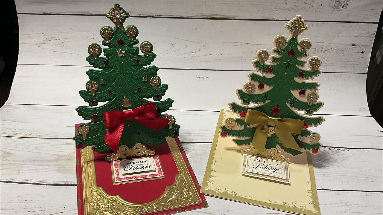 Create a stand-up Christmas tree card using Anna Griffin’s 3d Holiday Tree dies