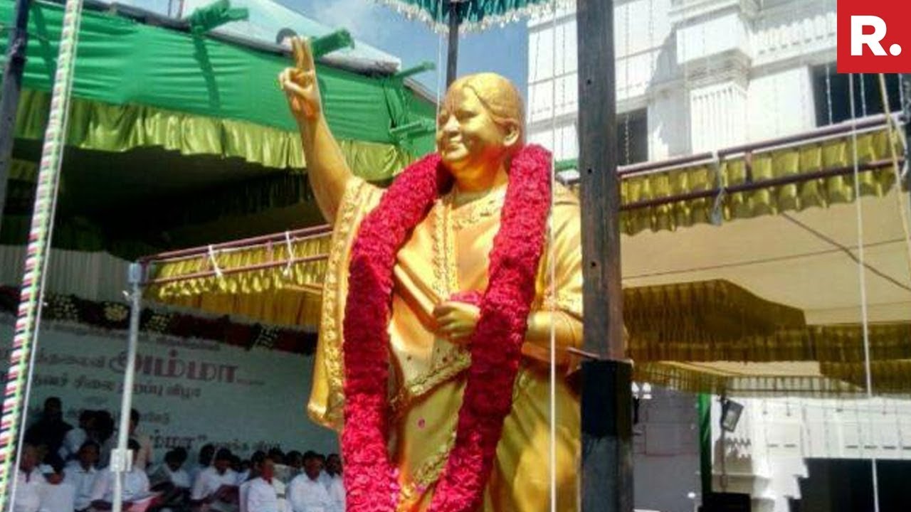New Jayalalithaa Statue Unveiled At AIADMK HQ