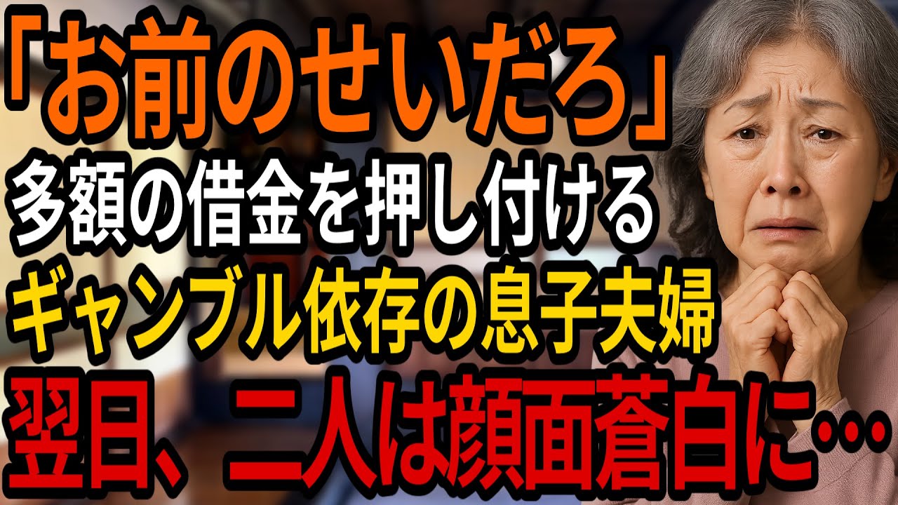 「親だったらこれぐらい払えるよな」ギャンブルで作った800万の借金を私に押し付けようとする息子夫婦。断ると連日嫌がらせを…息子夫婦に屈しそうになった私の前に現れた救世主の正体とは・・・【シニアの朗読】