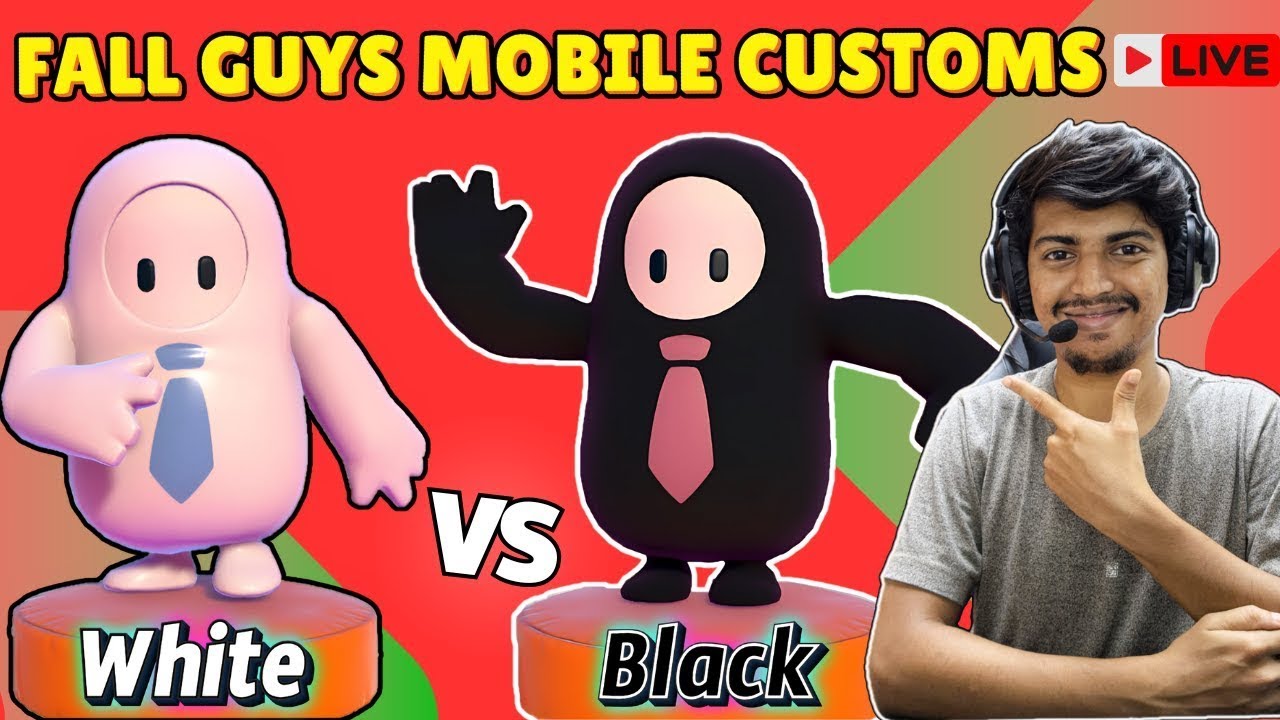 Fall Guys Customs Live⚪WHITE VS BLACK⚫ COLOUR  Leaderboard winner picks  | #fallguys #fallguyslive