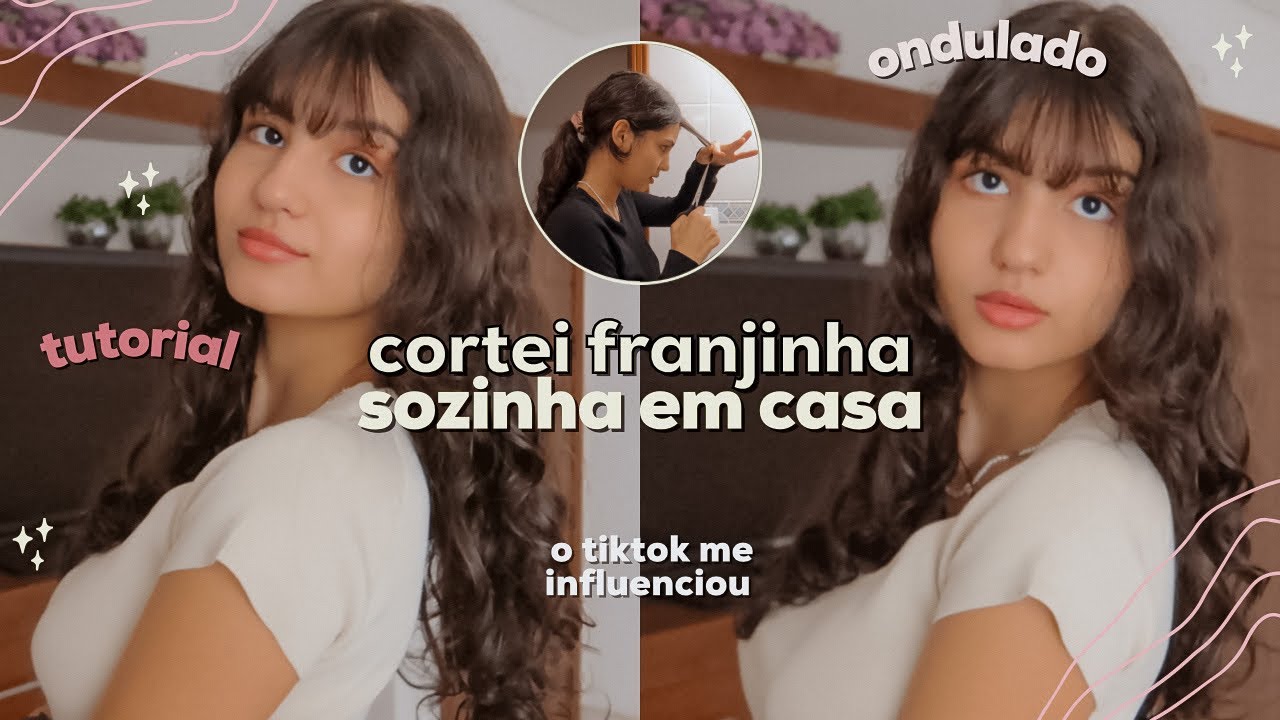 CORTEI FRANJINHA no meu cabelo ONDULADO | como cortar franja sozinha em casa (estilo coreana e fina)