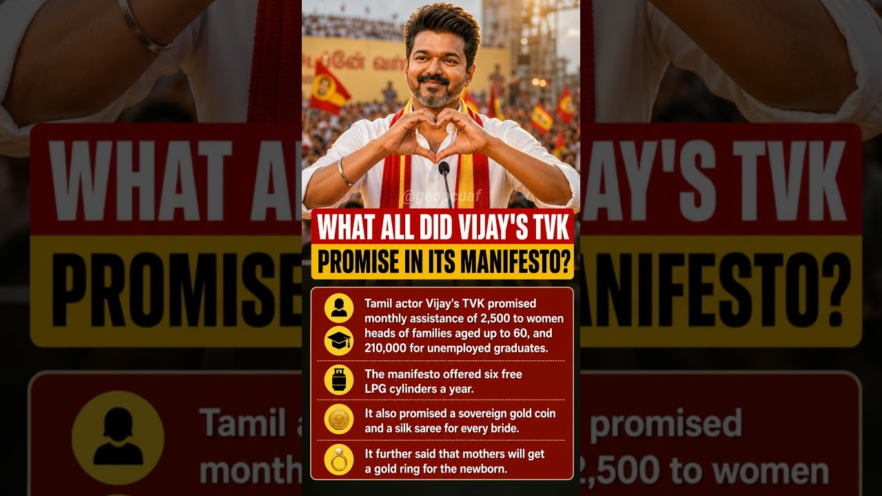 Vijay TVK Manifesto 2026: ₹2,500 Monthly Aid, Jobs Support, Free LPG and Gold Benefits