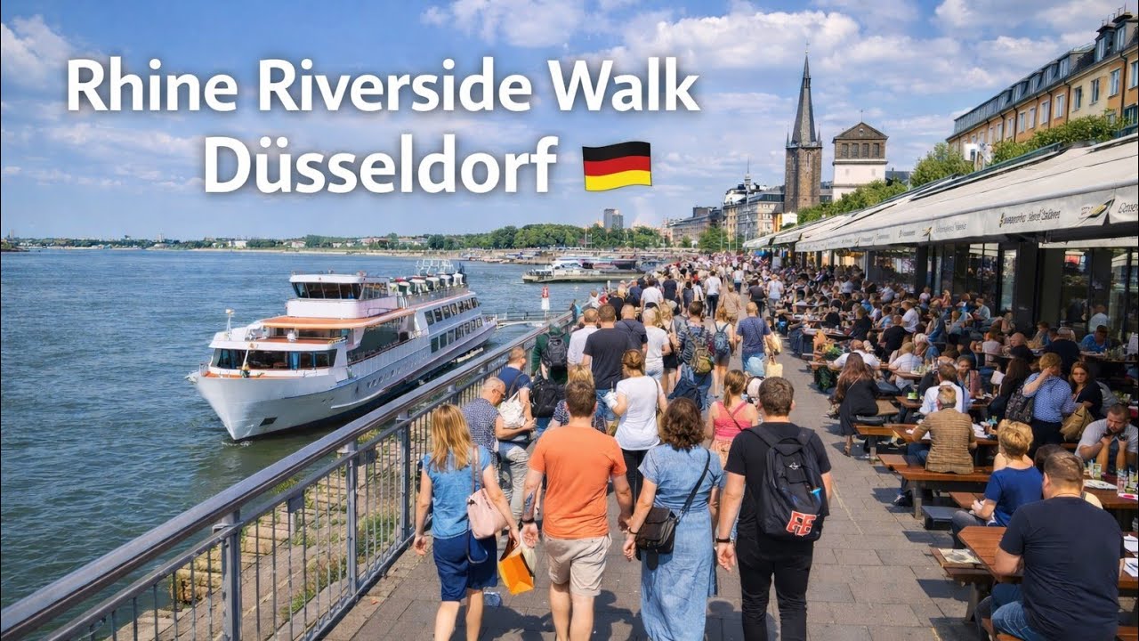 Düsseldorf Feels Different Here | Walking Tour Along the Rhine River | Düsseldorf Riverside Walk 🇩🇪