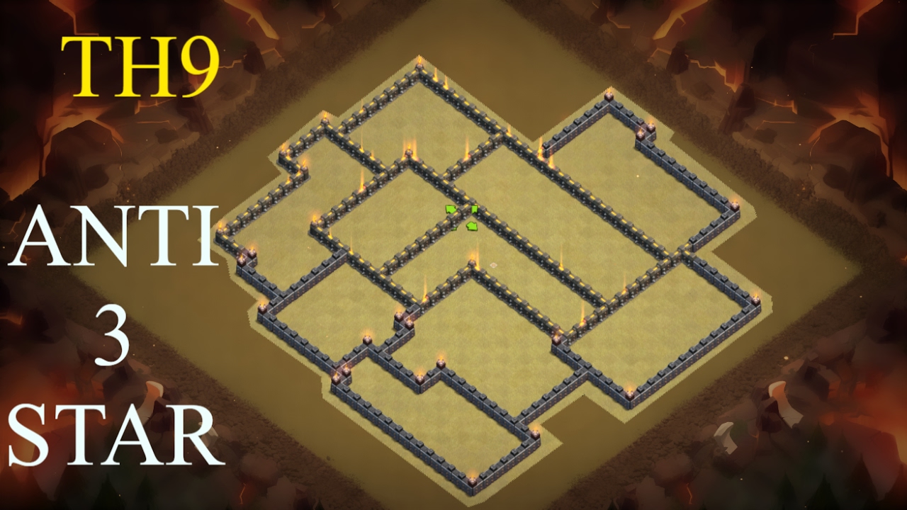 ANTI 3 STAR TH 9 WAR BASE | Anti Balloons + Lava Hounds | ground attack replay | base by aj