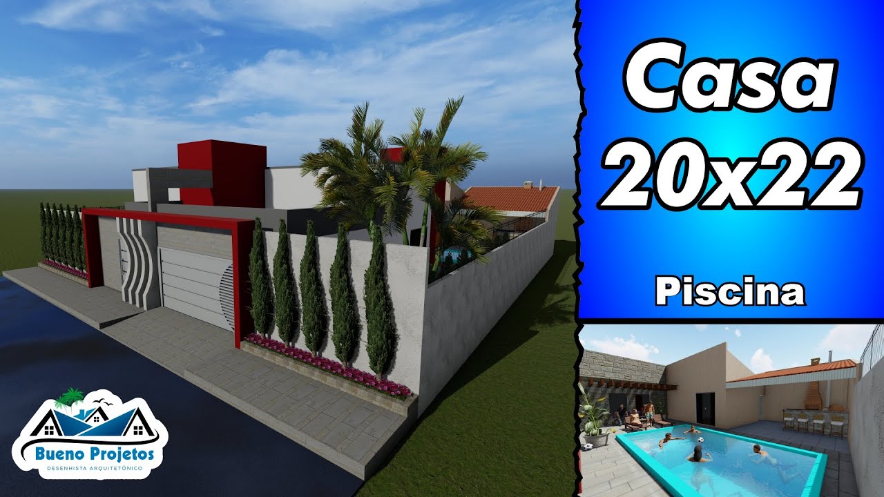 B-0087 Casa Grande - com Piscina e Área Gourmet - Terreno 20x22 - (Casa 10x20 na Descrição do Vídeo)
