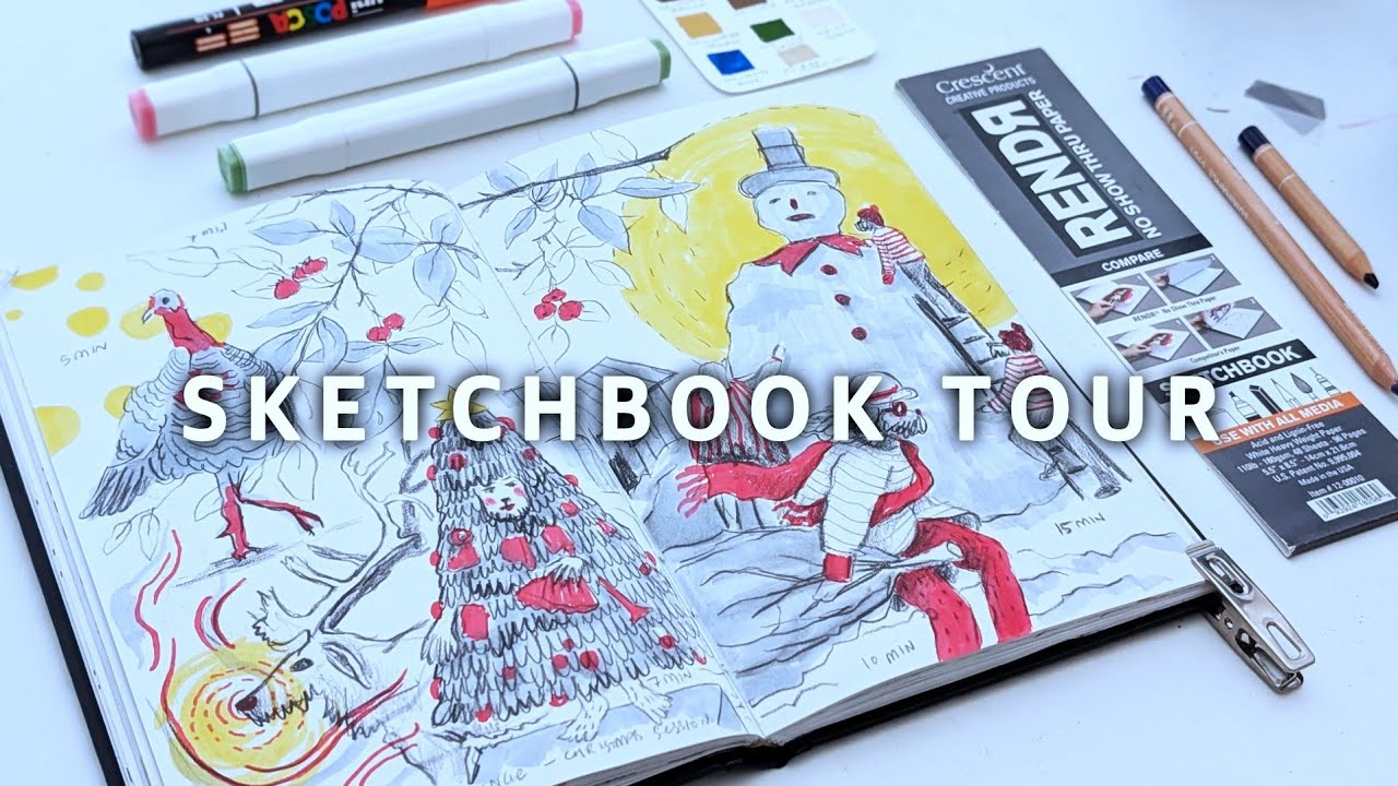 When alcohol markers didn't bleed through! Rendr sketchbook review + SKETCHBOOK TOUR 10