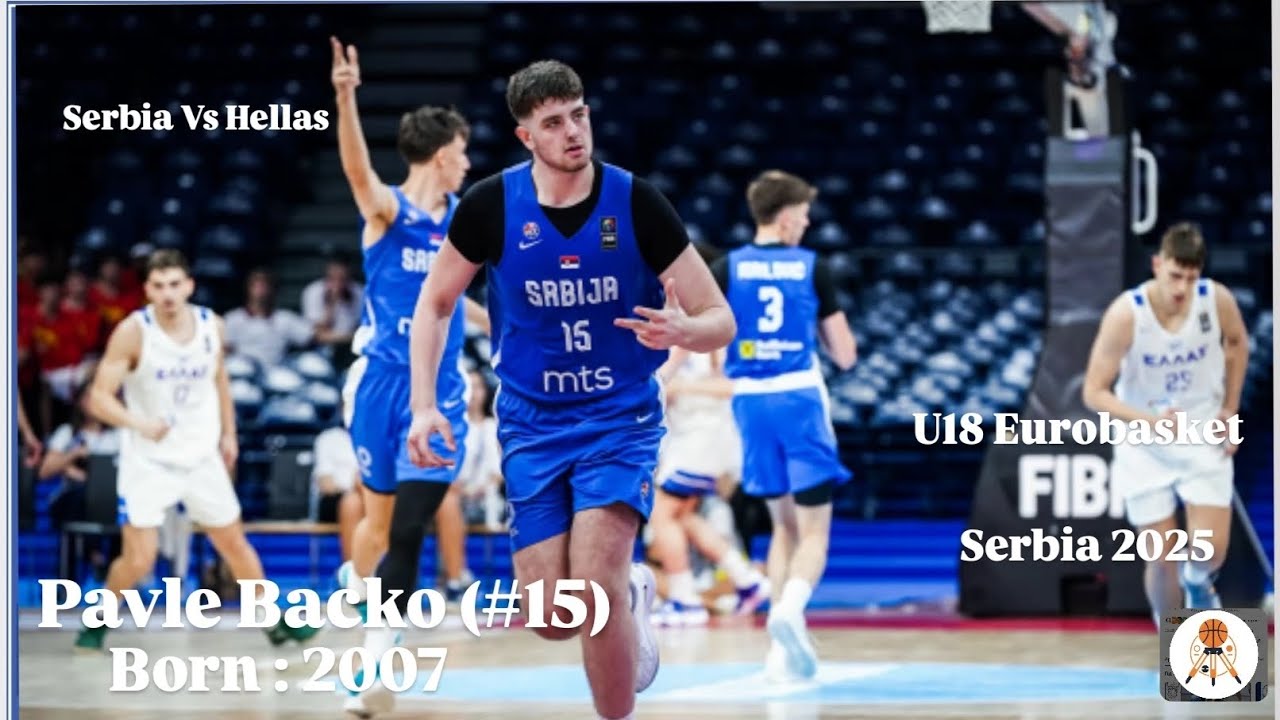 Pavle Backo (#15), 21(2)pt 7reb 1stl 2blk (🇷🇸 vs 🇬🇷) [U18 Eurobasket 2025]