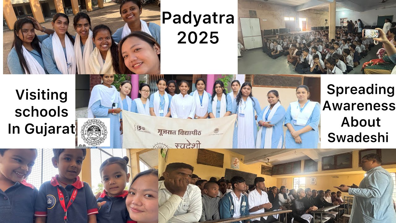 Visiting schools in Gujarat//padyatra2025🍀//Day 2 of 6 days//meeting  students🥰