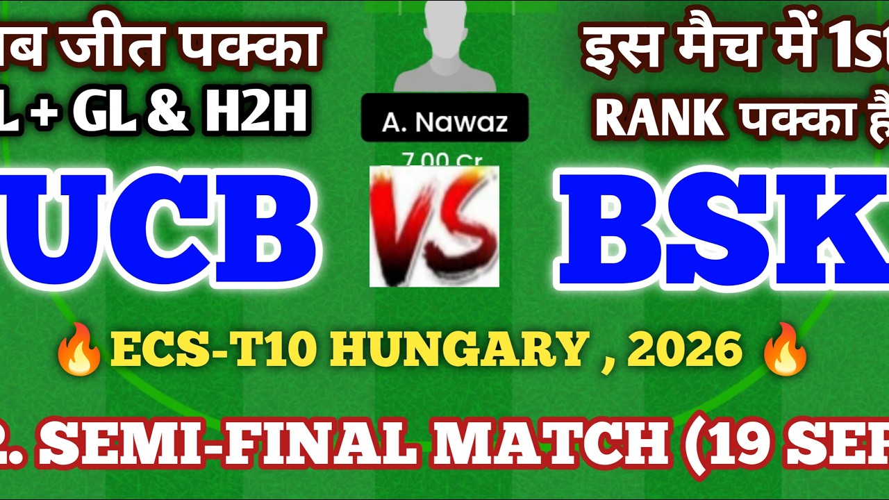 UCB vs BSK Dream11 Prediction | UCB vs BSK | ucb vs bsk dream11 | Budapest Blinders vs Royal Tigers