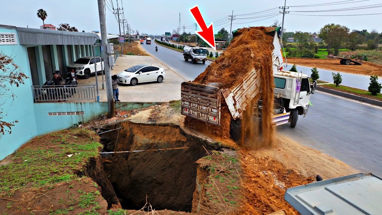 Wonderful! Building Foundation Village Road Construction By Dozer Komat’su D31PX Pushing Soil Rock