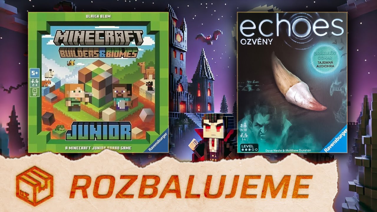 RAVENSBURGER 📦 Minecraft: Builders & Biomes Junior / Echoes - Ozvěny: Dr&aacute;kulův odkaz