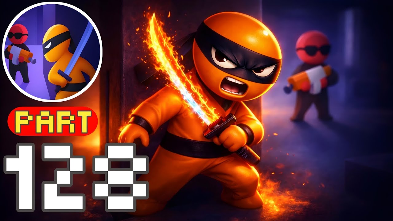 🔥Stealth Master &ndash; Gameplay Walkthrough Part 128 &ndash; Flaming Sword Silent Execution (iOS, Android)
