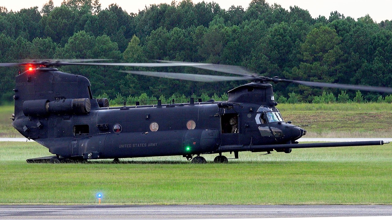 MH-47G Block II Helicopter : up close action engine startup and takeoff