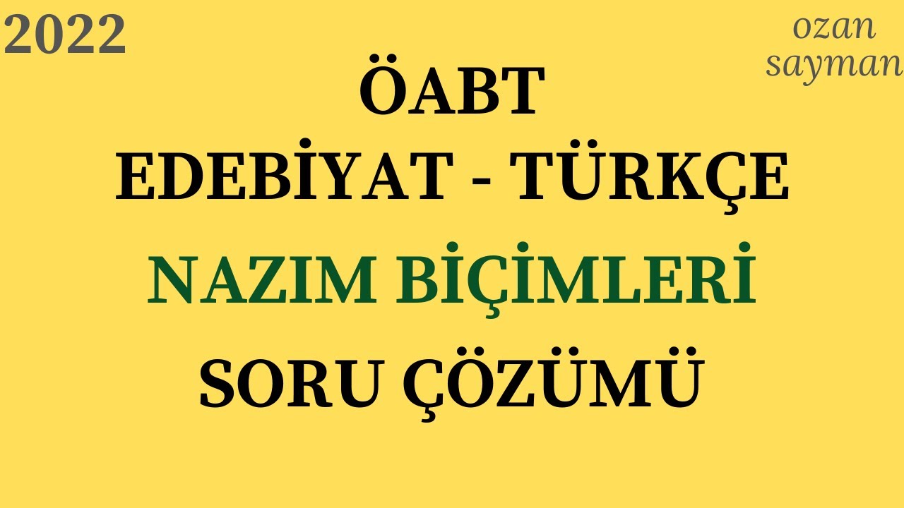 Nazım Biçimleri Soru Çözümü #ÖABTEdebiyat #ÖABTTürkçe #EskiTürkEdebiyatı