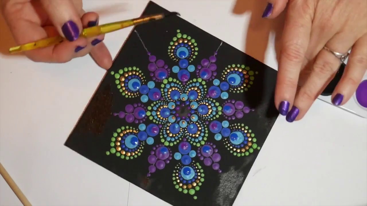 How to paint dot mandalas with Kristin Uhrig #6- Peacock design