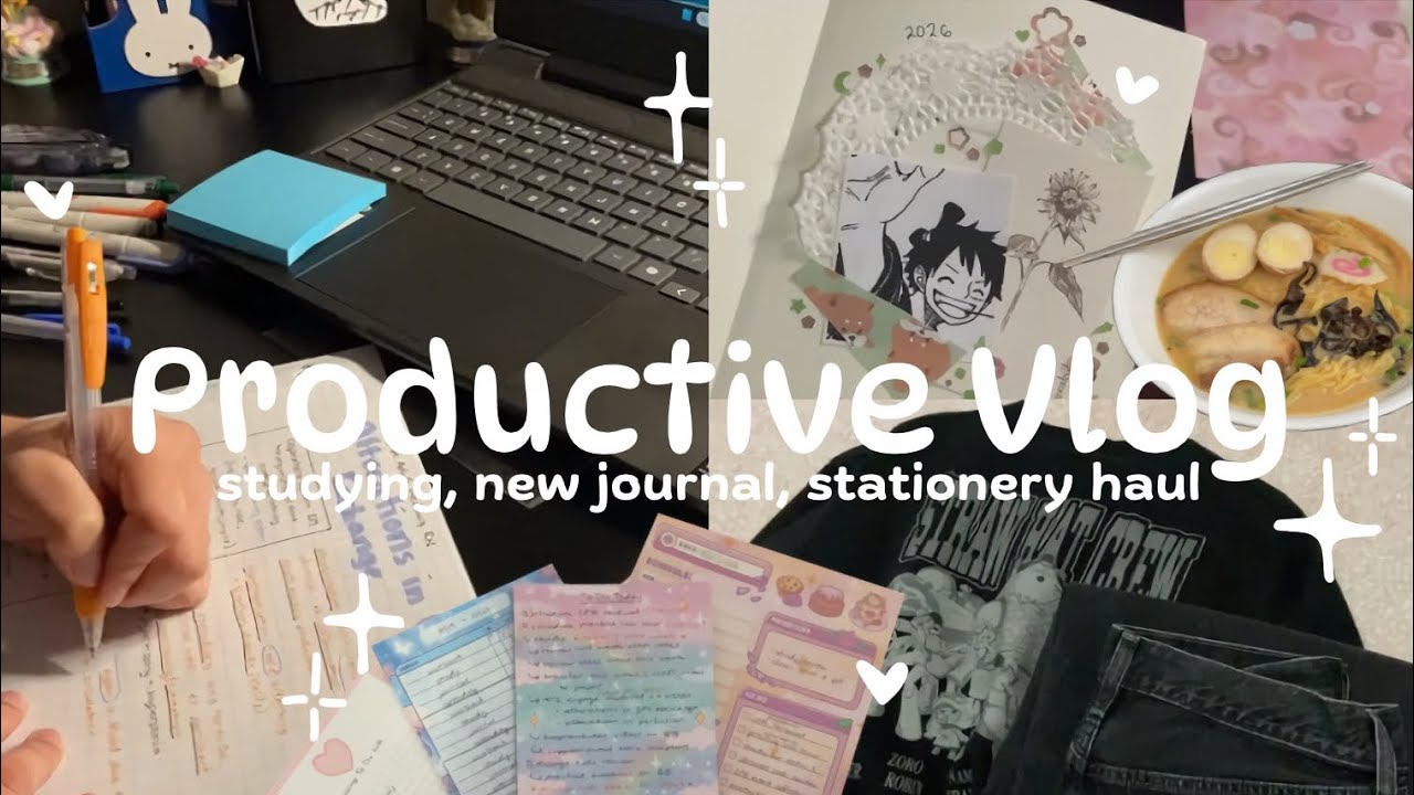 Productive Vlog 🌨️ studying, new journal, stationery hauls