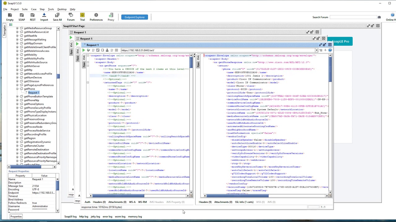 Using Cisco's Call Manager's (CUCM) AXL API with SOAPUI and Powershell