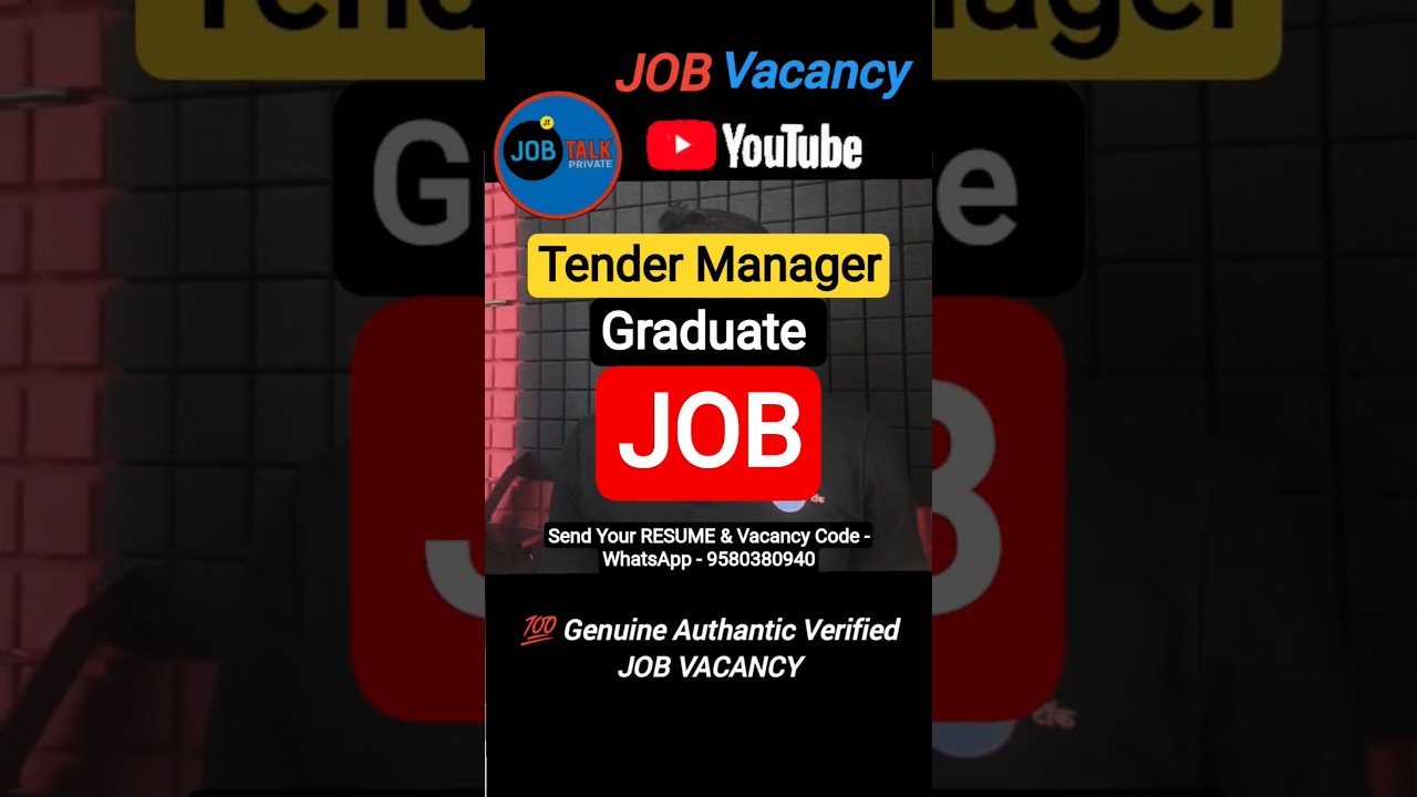 Urgent Hiring! Tender Manager Vacancy | GeM Portal Experience Required | Apply Before 12 Dec 